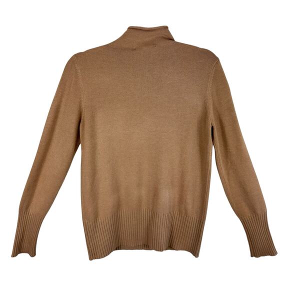 French Connection Camel Long Sleeve Mock Neck Tight Knit Pullover Sweater Size M - Picture 2 of 4